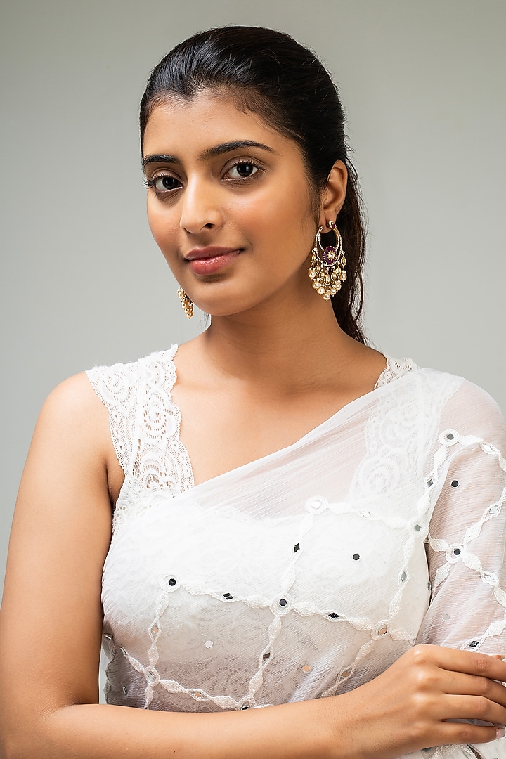 Gold Finish AD Stone Dangler Earrings by Zevar King at Pernia's Pop Up Shop