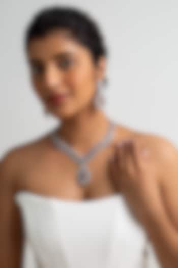 Gold Finish American Diamond & Pink Stone Necklace Set by Zevar King at Pernia's Pop Up Shop