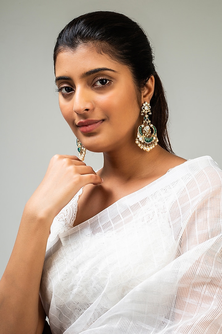 God Finish Mint Green Kundan Polki Dangler Earrings by Zevar King at Pernia's Pop Up Shop