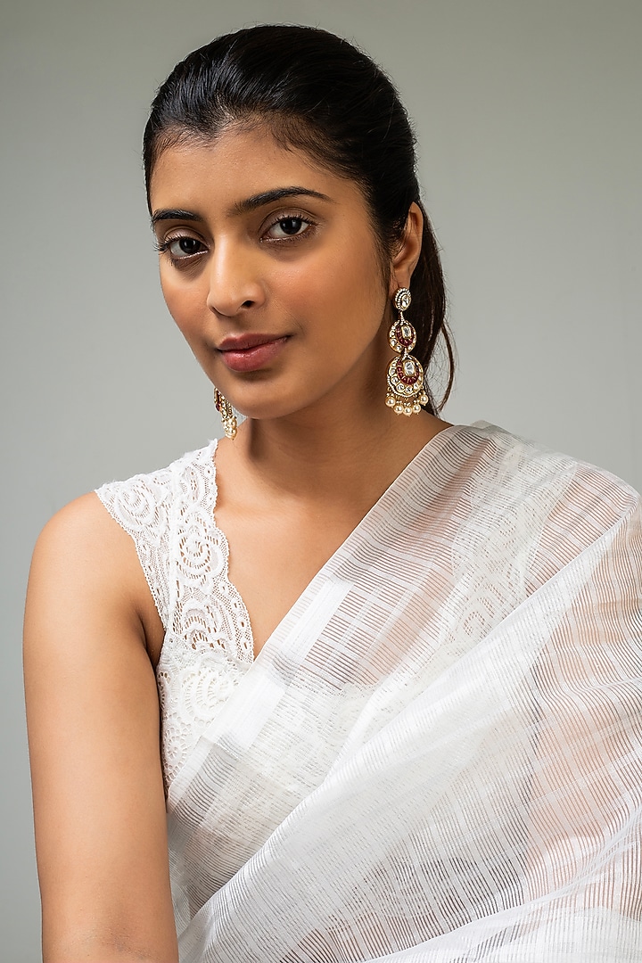 God Finish Red Kundan Polki Dangler Earrings by Zevar King at Pernia's Pop Up Shop