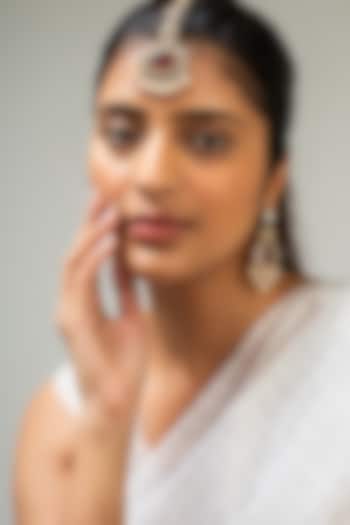 Gold Finish Kundan Polki & Red Stone Maangtikka by Zevar King at Pernia's Pop Up Shop