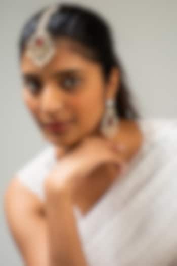 Gold Finish Kundan Polki & Red Stone Maangtikka by Zevar King at Pernia's Pop Up Shop