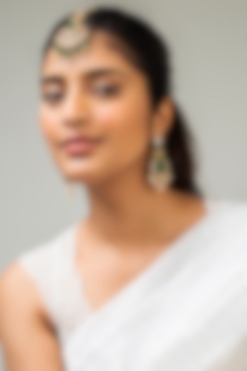 Gold Finish Kundan Polki & Green Stone Maangtikka by Zevar King at Pernia's Pop Up Shop