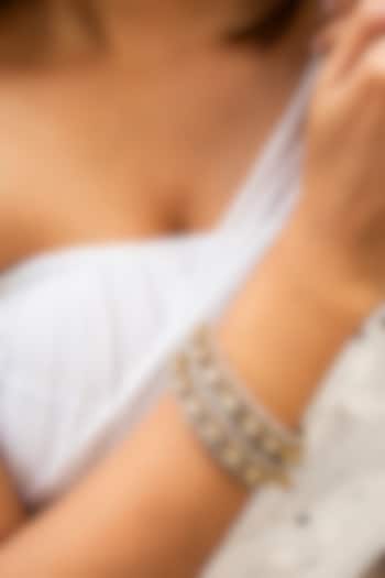 Gold Finish Kundan Polki & White Stone Kada by Zevar King at Pernia's Pop Up Shop