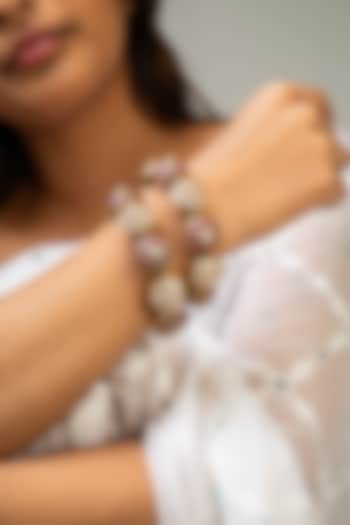 Gold Finish Red Kundan Polki Openable Kada by Zevar King at Pernia's Pop Up Shop