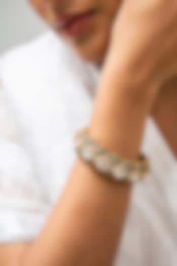 Gold Finish Green Kundan Polki Kada by Zevar King at Pernia's Pop Up Shop