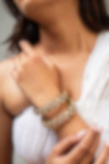 Gold Finish Kundan Polki & White Stone Kada by Zevar King at Pernia's Pop Up Shop