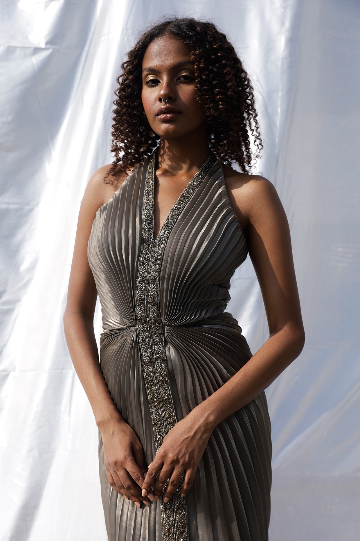 Metallic 2024 grey dress