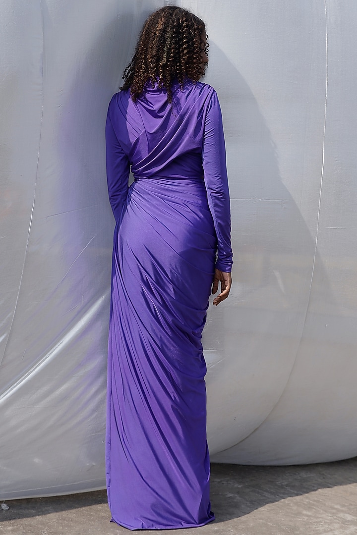 Purple Jersey Gathered Draped Skirt Set by Zwaan at Pernia's Pop Up Shop