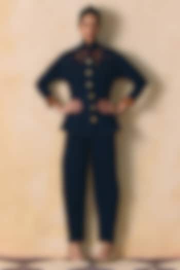 Indigo Elasticated Denim Panelled Jeans by Zwaan at Pernia's Pop Up Shop