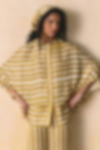 Mustard & Ivory Linen Satin Shirt by Zwaan at Pernia's Pop Up Shop
