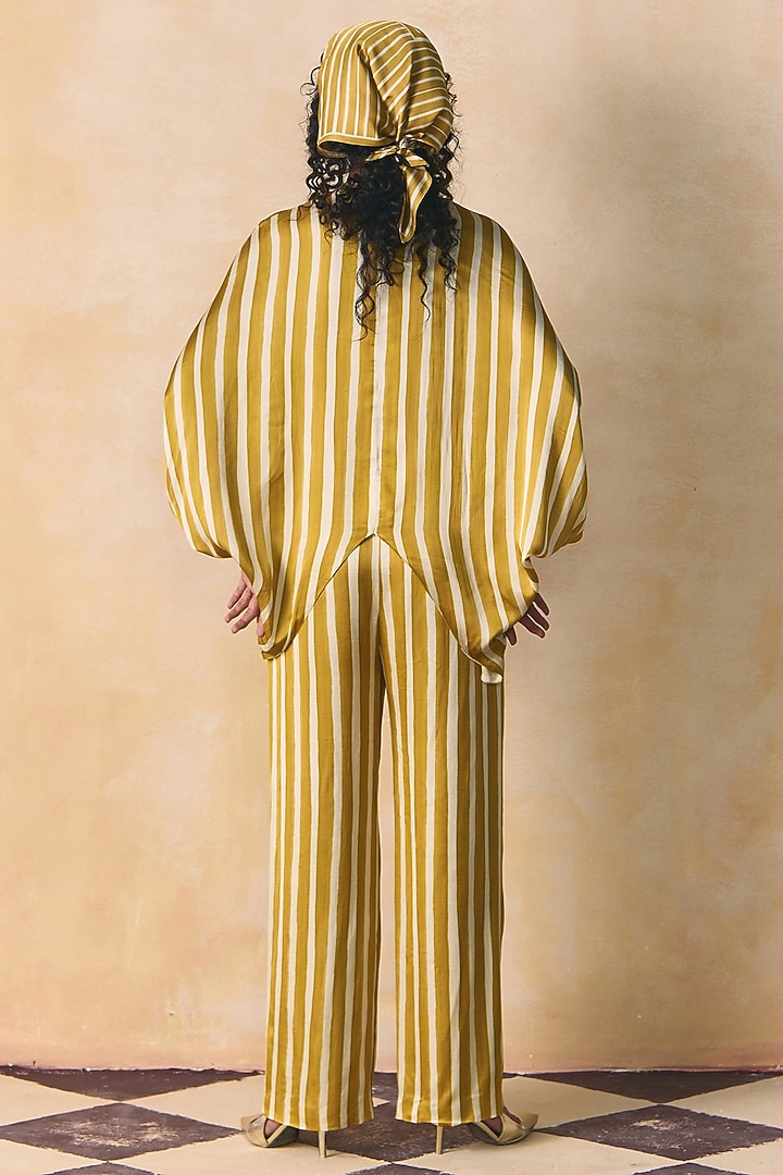 Mustard & Ivory Linen Satin Shirt by Zwaan at Pernia's Pop Up Shop