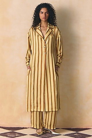 Beige Linen Satin Tunic by Zwaan