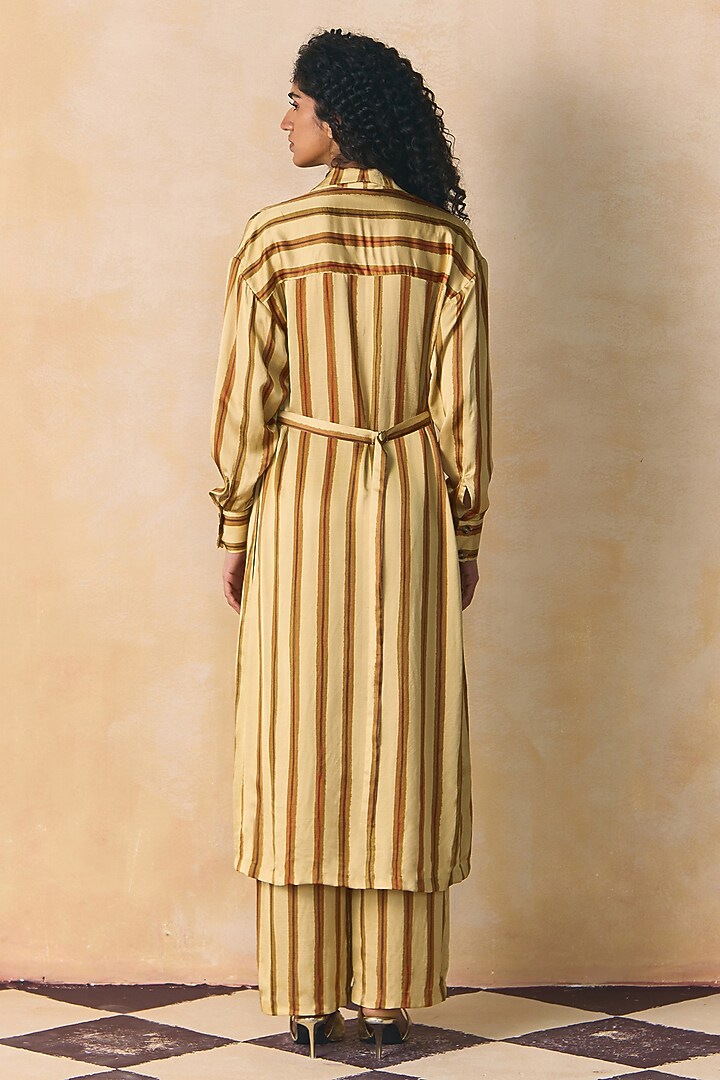 Beige Linen Satin Tunic by Zwaan at Pernia's Pop Up Shop