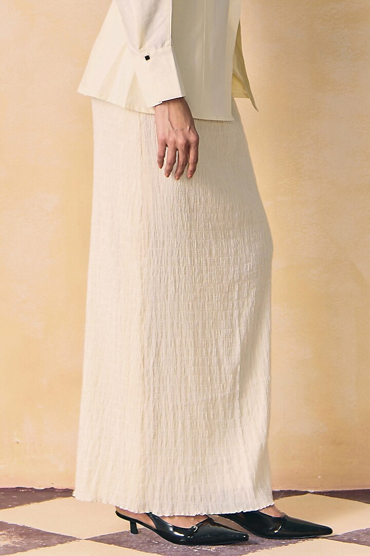 Ivory Elasticated Cotton Skirt by Zwaan at Pernia's Pop Up Shop