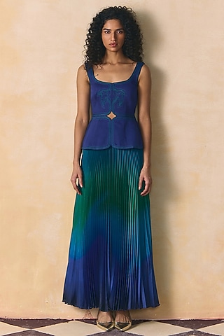 Blue & Green Armani Satin Skirt by Zwaan