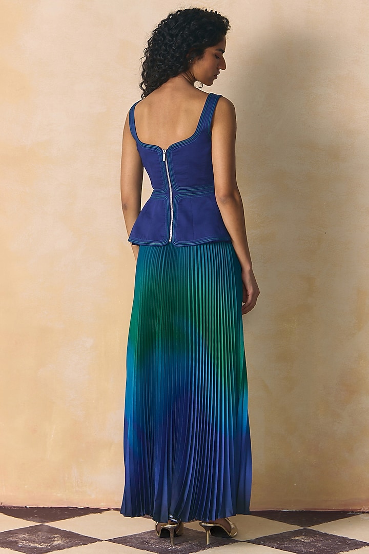 Blue & Green Armani Satin Skirt by Zwaan at Pernia's Pop Up Shop