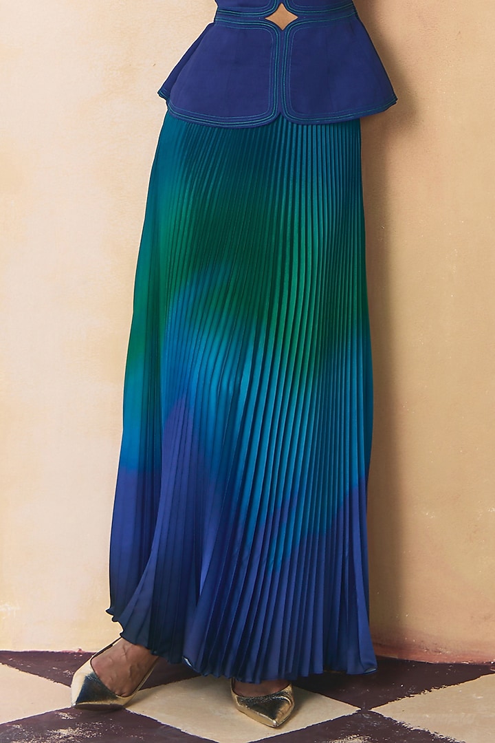 Blue & Green Armani Satin Skirt by Zwaan at Pernia's Pop Up Shop
