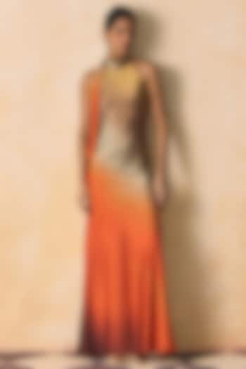 Orange & Grey Armani Satin Summer Dress by Zwaan at Pernia's Pop Up Shop