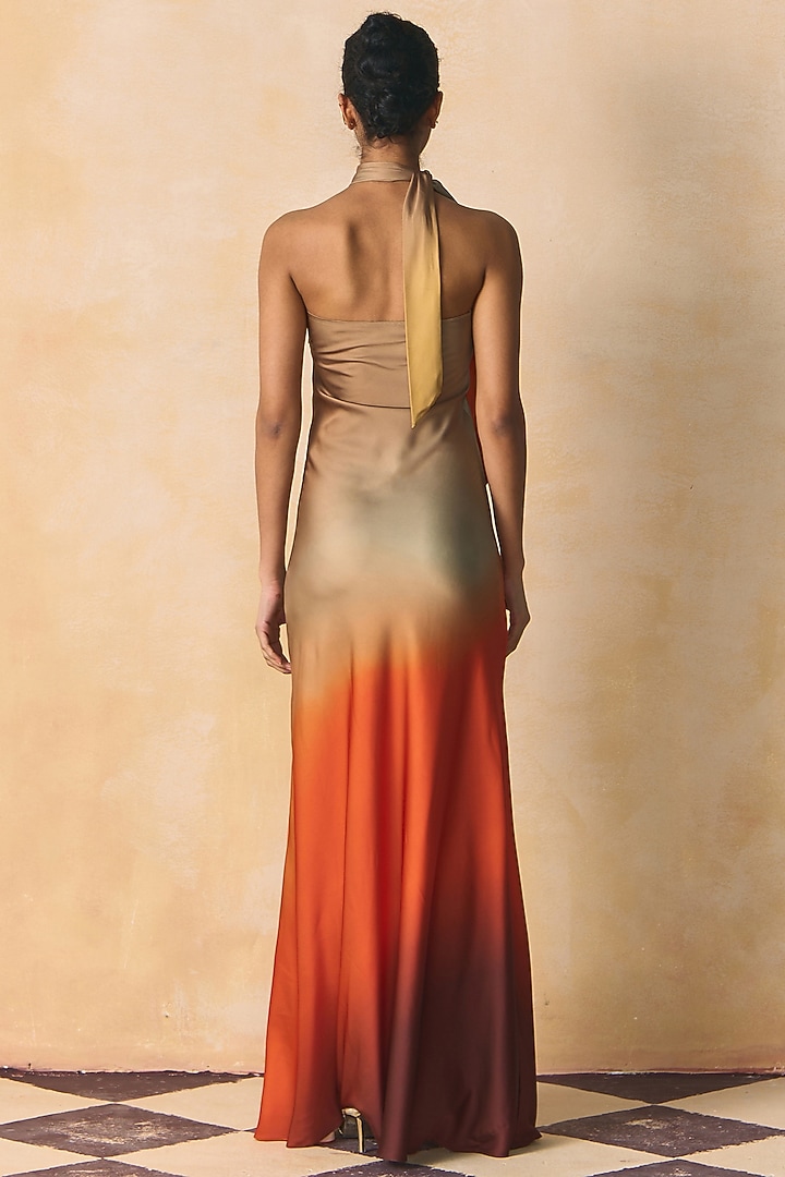 Orange & Grey Armani Satin Summer Dress by Zwaan at Pernia's Pop Up Shop
