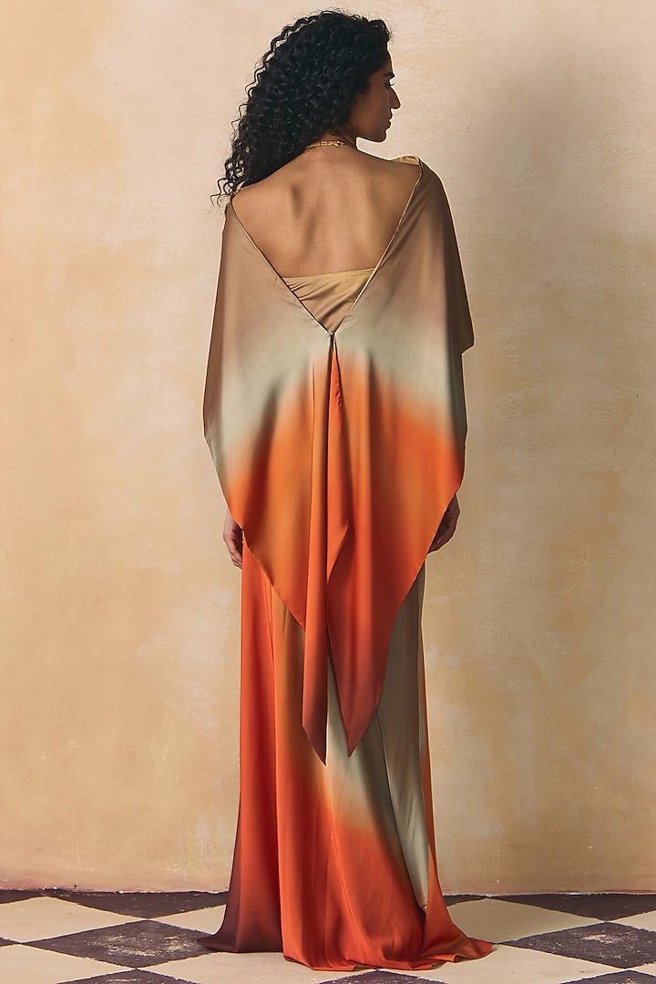 Orange & Grey Armani Satin Summer Dress by Zwaan at Pernia's Pop Up Shop