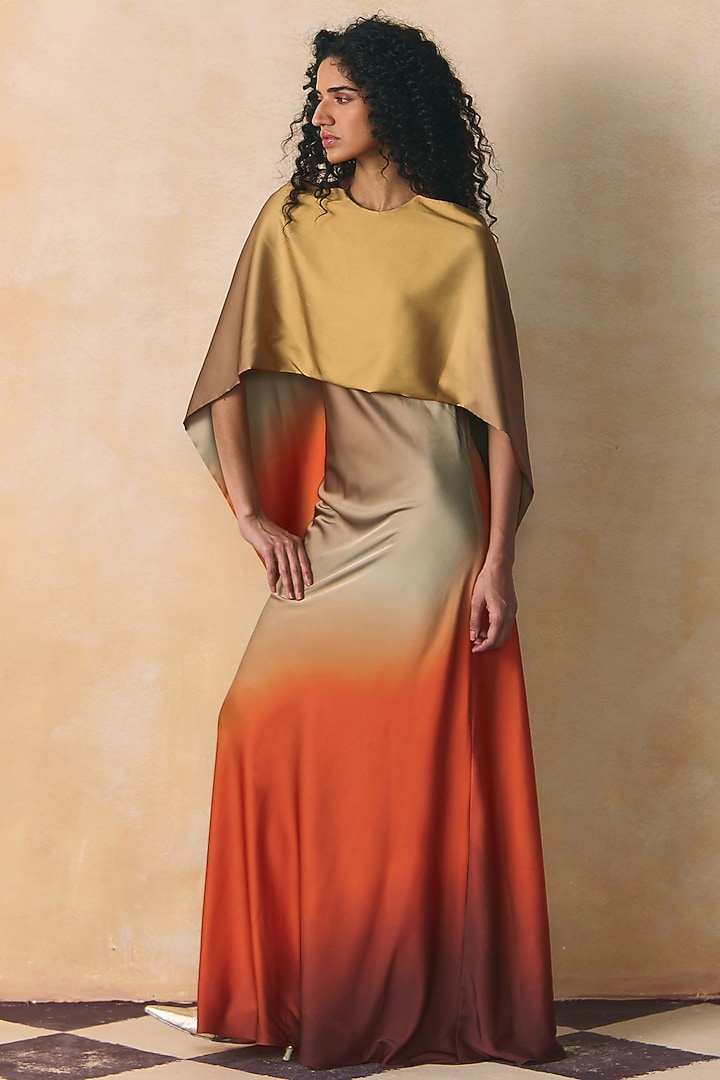 Orange & Grey Armani Satin Summer Dress by Zwaan at Pernia's Pop Up Shop
