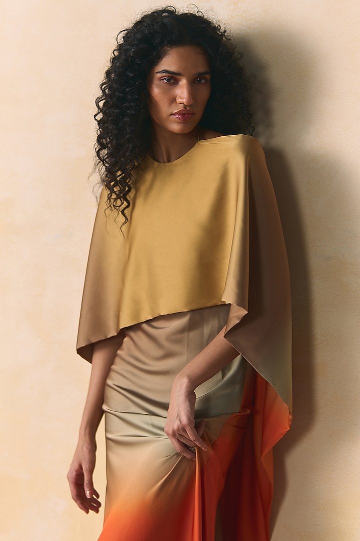 Orange & Grey Armani Satin Summer Dress by Zwaan at Pernia's Pop Up Shop
