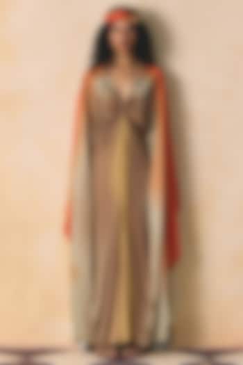 Orange & Grey Armani Satin Vacation Dress by Zwaan at Pernia's Pop Up Shop