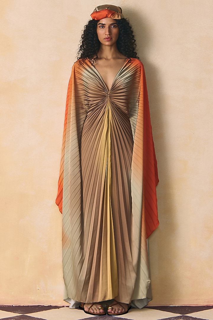 Orange & Grey Armani Satin Vacation Dress by Zwaan at Pernia's Pop Up Shop