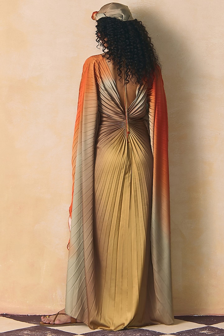 Orange & Grey Armani Satin Vacation Dress by Zwaan at Pernia's Pop Up Shop