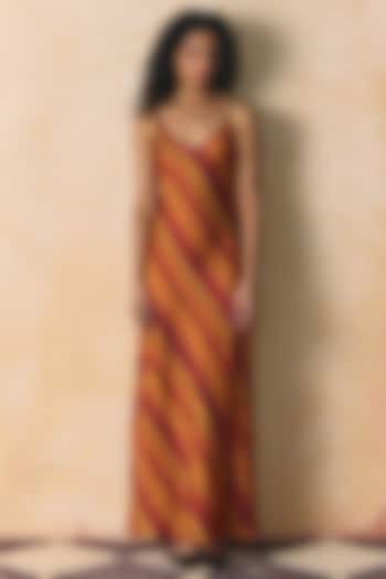 Multi-Colored Linen Satin Striped Summer Dress by Zwaan at Pernia's Pop Up Shop