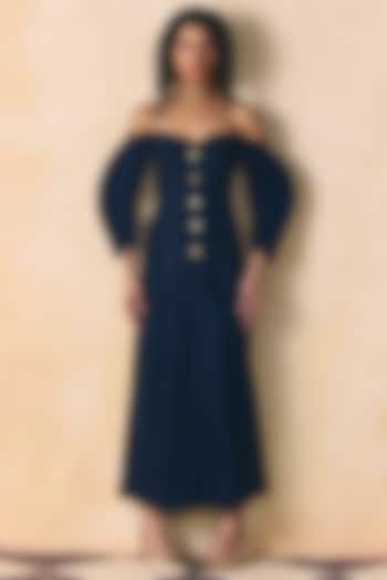 Indigo Elasticated Denim Off-Shoulder Summer Dress by Zwaan at Pernia's Pop Up Shop