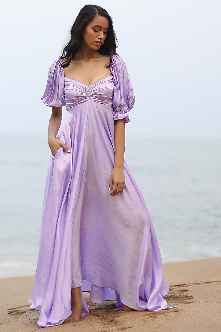 Lilac Off Shoulder Dress by Zwaan
