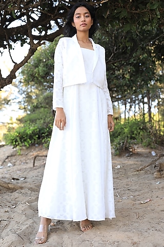 White Cotton Maxi Dress by Zwaan