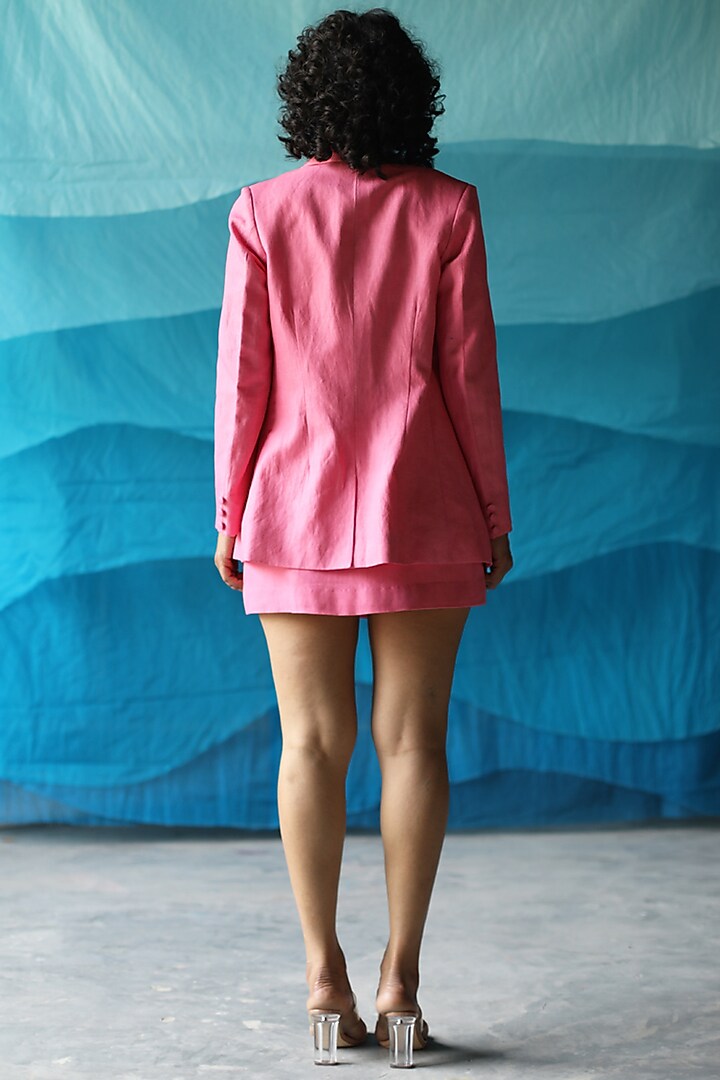 Pink Cotton Linen Blazer Set by Zwaan at Pernia's Pop Up Shop