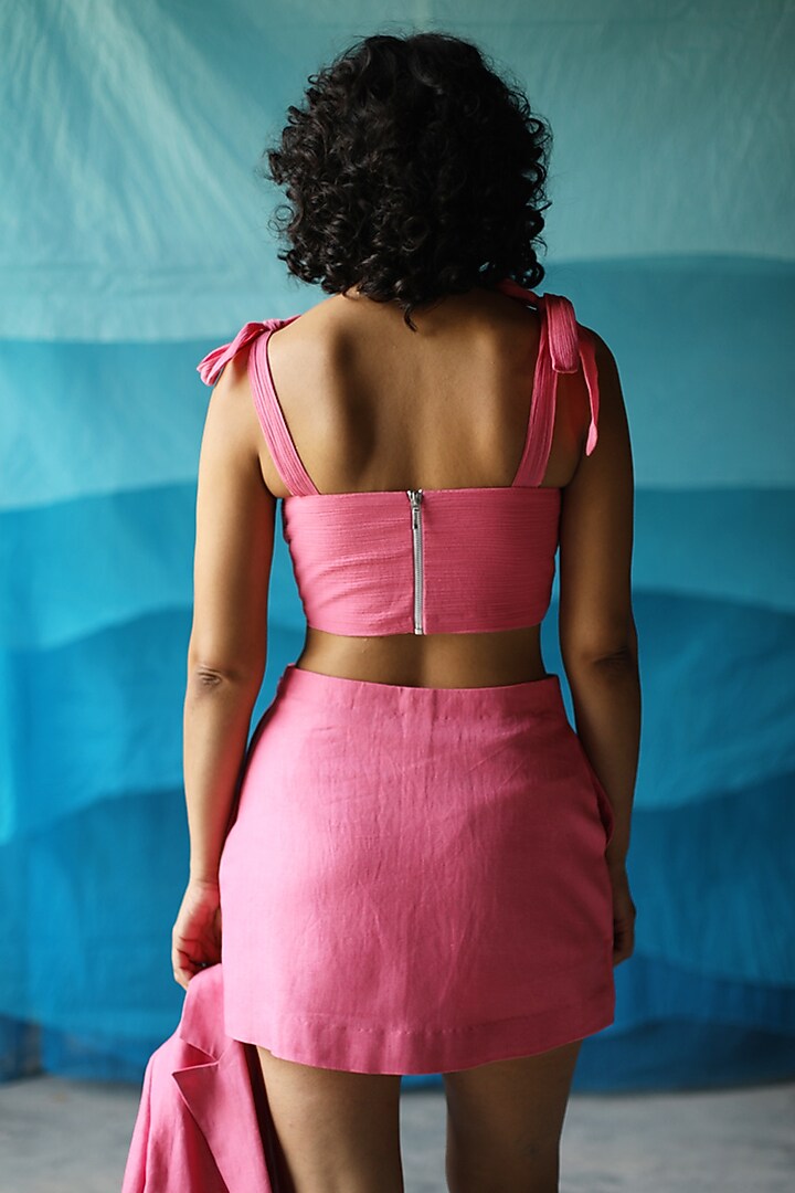 Pink Cotton Linen Blazer Set by Zwaan at Pernia's Pop Up Shop