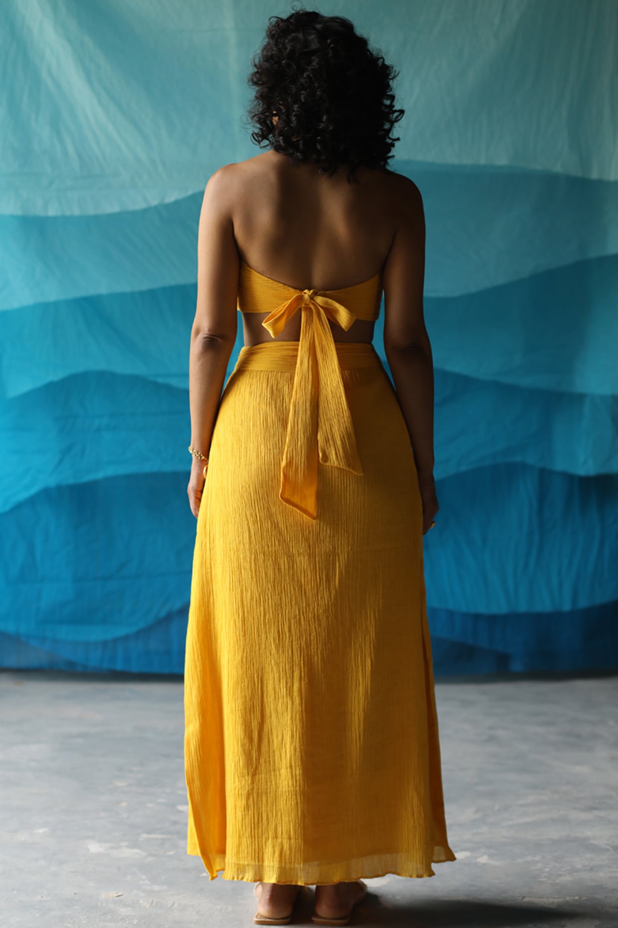 Yellow Crushed Cotton Dress by Zwaan at Pernia s Pop Up Shop