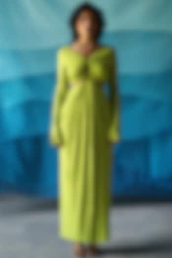 Citrus Green Viscose Knit Dress by Zwaan