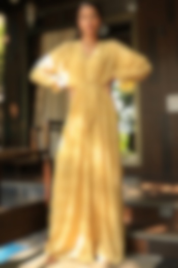 Mustard Kimono Tie-Up Dress by Zwaan at Pernia's Pop Up Shop