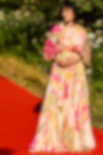 Multi-Colored Tabby Silk Printed Hand Pleated Vacation Dress by Zwaan at Pernia's Pop Up Shop