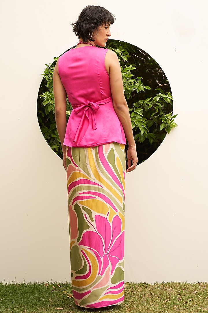 Pink Linen Satin Wrap Top by Zwaan at Pernia's Pop Up Shop