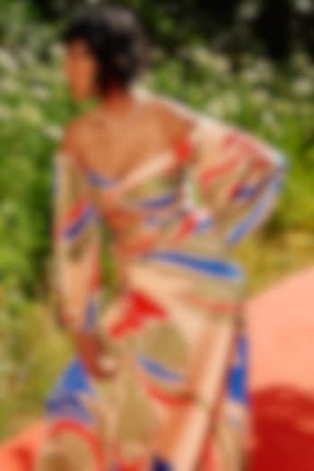 Multi-Colored Armani Satin Off-Shoulder Top by Zwaan at Pernia's Pop Up Shop