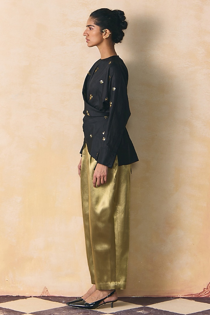 Gold Brocade Pants by Zwaan at Pernia's Pop Up Shop