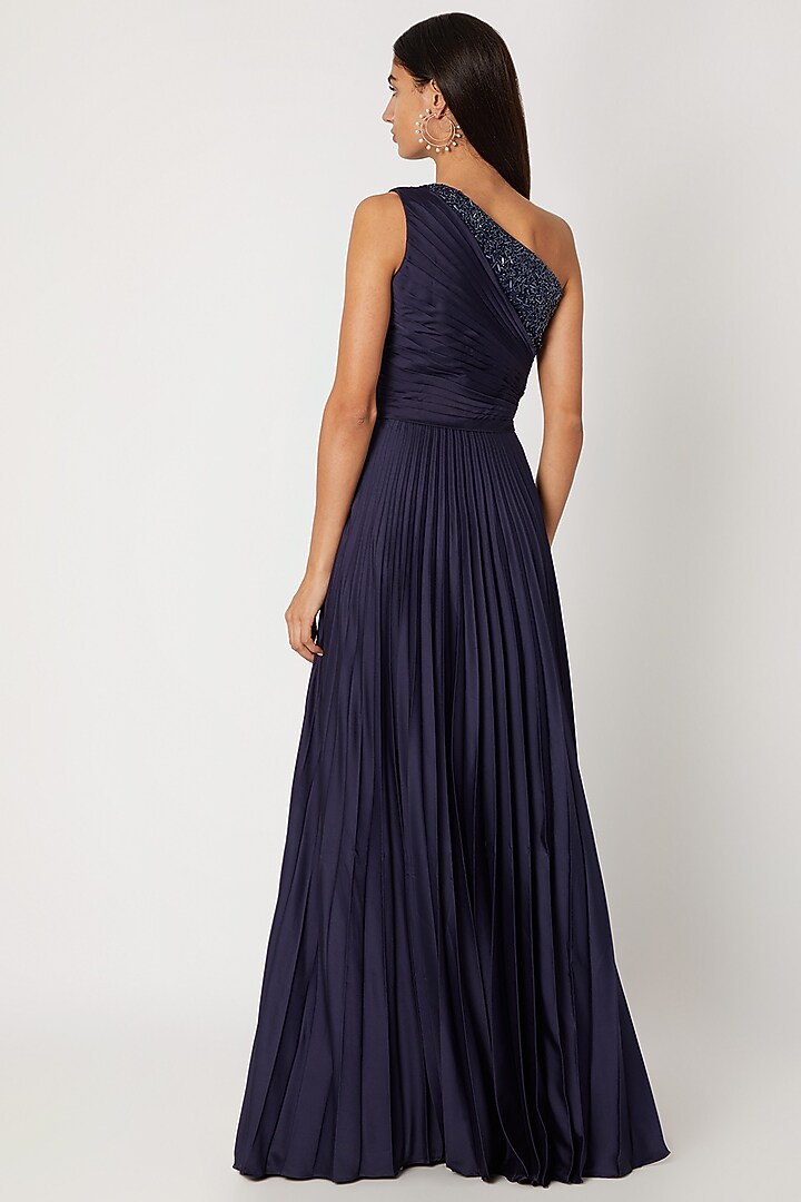 Cobalt Blue Embroidered Gown by Zwaan at Pernia's Pop Up Shop