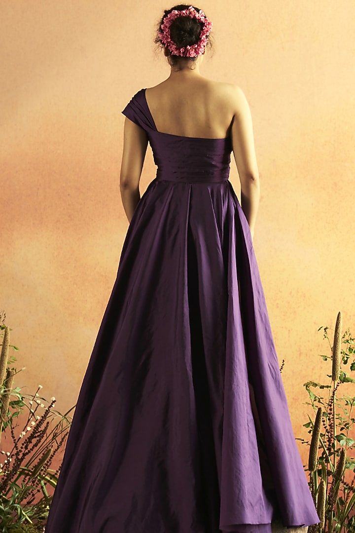Purple Taffeta Party Wear Gown by Zwaan at Pernia's Pop Up Shop