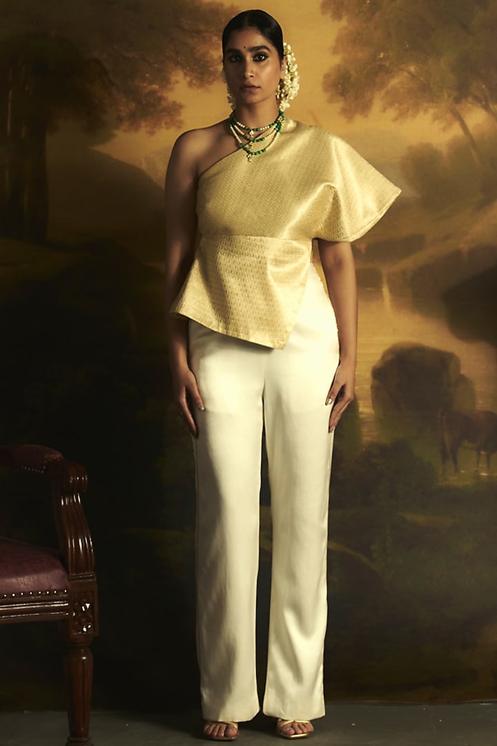 Gold & Ivory Brocade Co-Ord Set by Zwaan at Pernia's Pop Up Shop