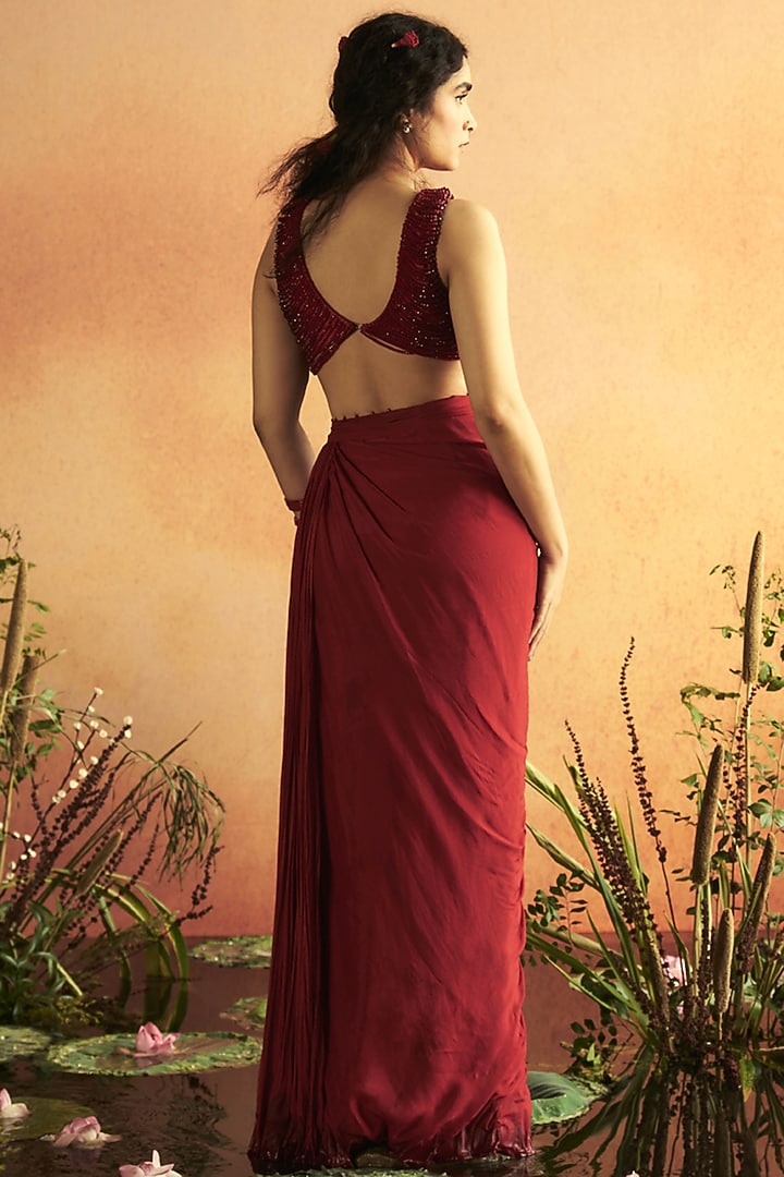 Red Tabby Silk Skirt Set by Zwaan at Pernia's Pop Up Shop