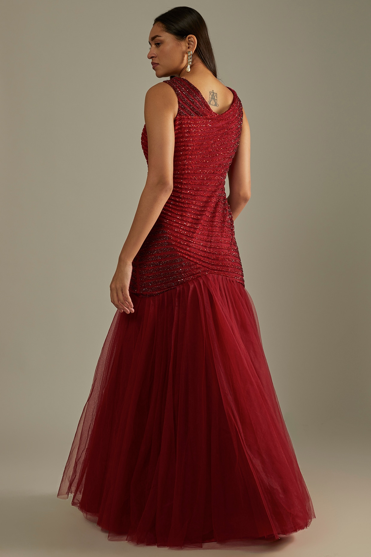 Maroon 2024 ombre dress