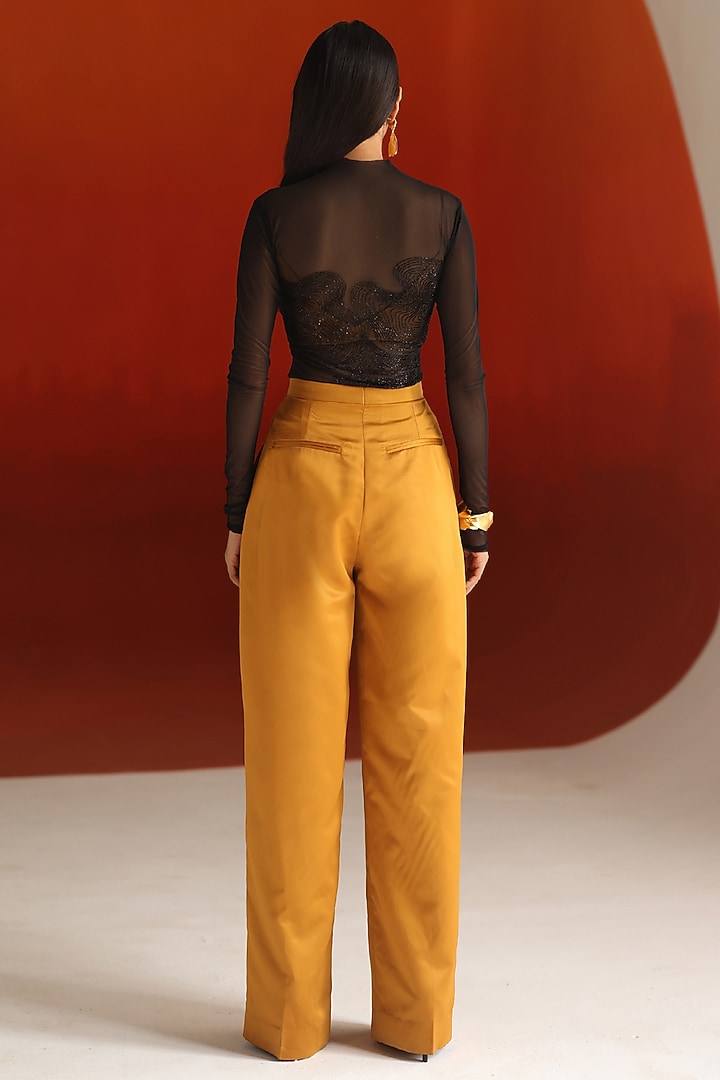 Black Stretch Net Sheer Bodysuit by Zwaan at Pernia's Pop Up Shop