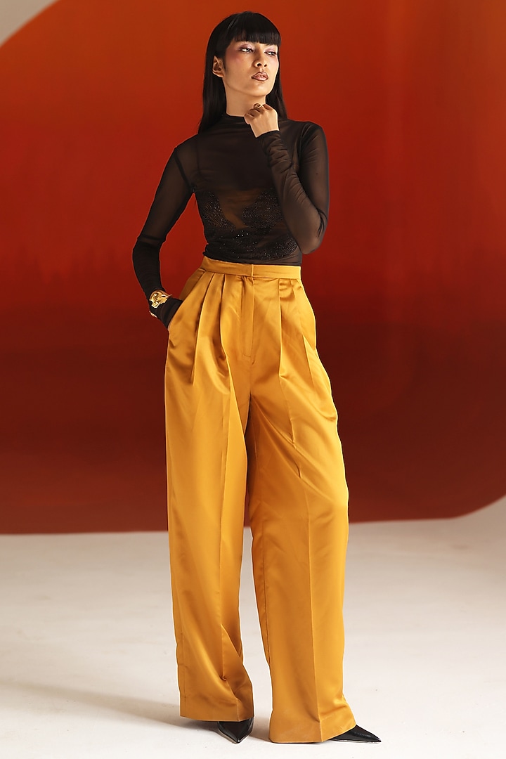 Black Stretch Net Sheer Bodysuit by Zwaan at Pernia's Pop Up Shop